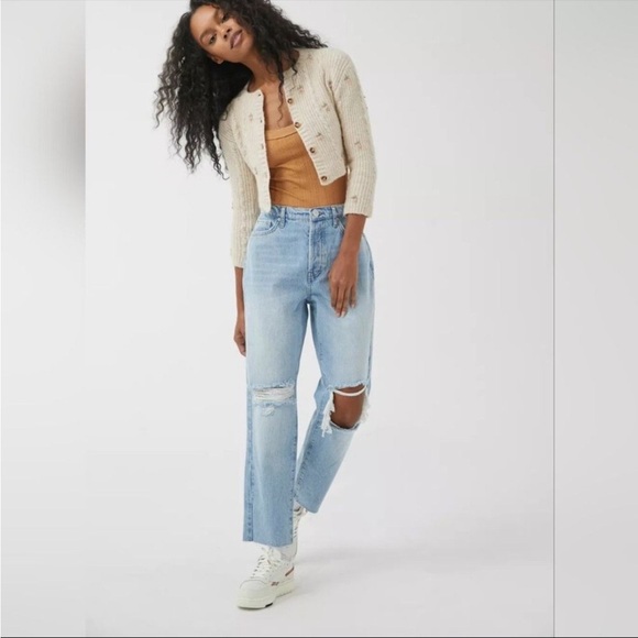 Bdg urban outfitters slim straight jeans distressed women’s 24 light wash - Picture 1 of 7